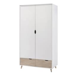 Lemon Pavilion Furniture Stockholm 2 Door Wardrobe - L58 x W100 x H190 cm - Oak/White in Brown - Size: 1 Pack - thumbnail 1
