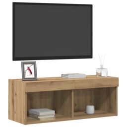 Berkfield Home TV Wall Cabinets with LED Lights 2 pcs Artisan Oak 80x30x30 cm in Brown - Size: 80 x 30 x 30 cm - thumbnail 3
