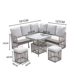 Shatchi 8 Seater Aluminium Rattan Garden Sofa Set with Table & Cushions Garden Furniture in Grey - thumbnail 7