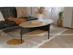 Vente-unique Oval Coffee Table With 4 Niches In MDF & Metal - White & Black - thumbnail 4