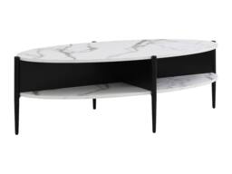 Vente-unique Oval Coffee Table With 4 Niches In MDF & Metal - White & Black - thumbnail 6