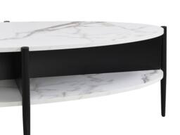 Vente-unique Oval Coffee Table With 4 Niches In MDF & Metal - White & Black - thumbnail 7