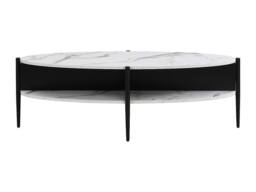 Vente-unique Oval Coffee Table With 4 Niches In MDF & Metal - White & Black - thumbnail 5