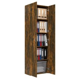 Berkfield Home Office Cabinet Smoked Oak 60x32x190 cm Engineered Wood in Brown - Size: 60 x 32 x 190 cm - thumbnail 6