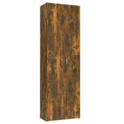 Berkfield Home Office Cabinet Smoked Oak 60x32x190 cm Engineered Wood in Brown - Size: 60 x 32 x 190 cm - thumbnail 2