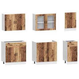 Berkfield Home 7 Piece Kitchen Cabinet Set Kalmar Old Wood Engineered Wood in Brown - thumbnail 4
