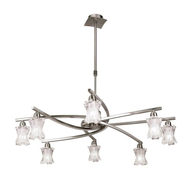 Netlighting Alaska Pendant Convertible To Semi Flush 8 Light L1SGU10 Satin Nickel in Grey - image 1