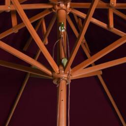 Berkfield Home Double Decker Parasol with Wooden Pole Bordeaux Red 270 cm in Burgundy - thumbnail 5
