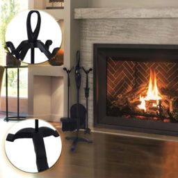 MANTRARAJ Fireside 5pc Fire Companion Set for Log Burners with Stand Cotswold Black Iron Fireplace Fire Tools - thumbnail 6