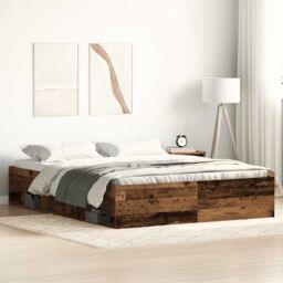 Berkfield Home Bed Frame without Mattress Old Wood 150x200 cm Engineered Wood in Brown - thumbnail 1