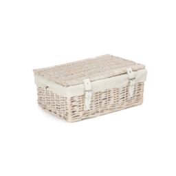 Red Hamper Wicker 35cm Empty Whitewash Picnic Basket with White Lining