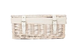 Red Hamper Wicker 35cm Empty Whitewash Picnic Basket with White Lining - thumbnail 3