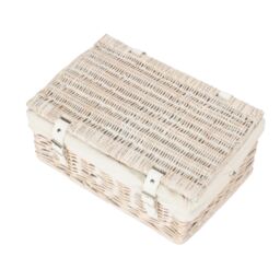 Red Hamper Wicker 35cm Empty Whitewash Picnic Basket with White Lining - thumbnail 2