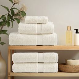 Berkfield Home 6 Piece Premium Towel Set SOLUND Cream 600 gsm - thumbnail 3
