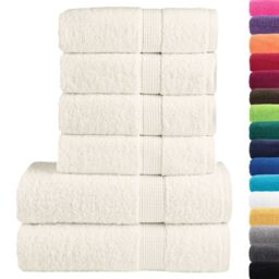 Berkfield Home 6 Piece Premium Towel Set SOLUND Cream 600 gsm - thumbnail 2