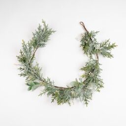 Scottish Everlastings Ltd 150cm Pre-lit Frosted Garland with Lambs Ear in Green - thumbnail 2