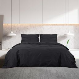 Berkfield Home Duvet Cover Set Black 200x200 cm Light-weight Microfiber - thumbnail 3