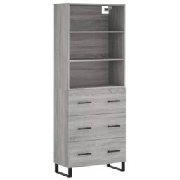 Berkfield Home Highboard Grey Sonoma 69.5x34x180 cm Engineered Wood - thumbnail 1