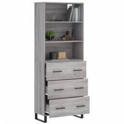 Berkfield Home Highboard Grey Sonoma 69.5x34x180 cm Engineered Wood - thumbnail 3