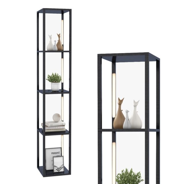 Costway Floor Lamp with Shelves Tall standing Light with 3-Levet Dimmable LED Bulbs in Black - image 1