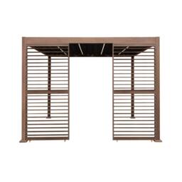 Monstershop Wood Effect Aluminium Pergola With LED Lights & 2 x Side Panels - 3m x in Brown - thumbnail 2