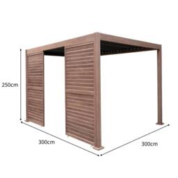 Monstershop Wood Effect Aluminium Pergola With LED Lights & 2 x Side Panels - 3m x in Terracotta - thumbnail 5