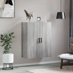 Berkfield Home Wall Mounted Cabinet Grey Sonoma 69.5x34x90 cm - thumbnail 3