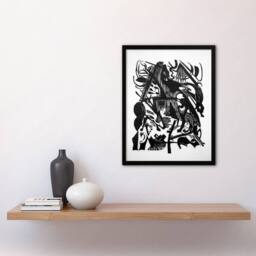 "Artery8 Birth of the Wolves Abstract Franz Marc Vintage Framed Wall Art Print in White - Size: W12"" x H16""" - thumbnail 4