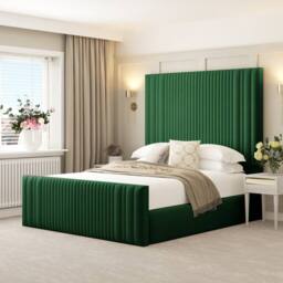 "Bed Choices Aspire Upholstered Bed Frame with 70"" Headboard in Green - Size: King" - thumbnail 1