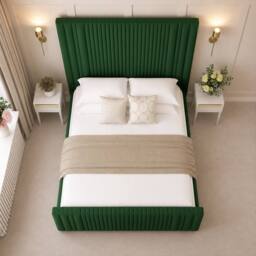 "Bed Choices Aspire Upholstered Bed Frame with 70"" Headboard in Green - Size: King" - thumbnail 3