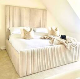 "Bed Choices Aspire Upholstered Bed Frame with 70"" Headboard in Green - Size: King" - thumbnail 2