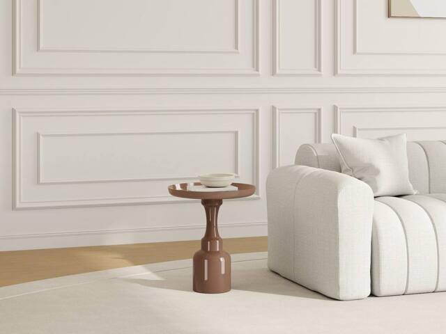 Vente-unique Metal Side Table - Shiny Taupe - KYRESA in Brown - image 1