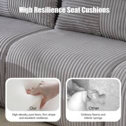 BTM Modular 2 Seater Corduroy Sofa Cup Holders Light Grey - thumbnail 6