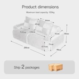 BTM Modular 2 Seater Corduroy Sofa Cup Holders Light Grey - thumbnail 2