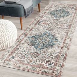 The Rug Shop UK Beige Abstract Bordered 7mm Thick Stain-Resistant Traditional Rug - Size: 160 cm x 230 cm - thumbnail 3