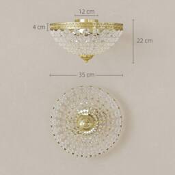 HOMCOM Chandelier Crystal Ceiling Light with E14 Base 2-Lights in Gold - Size: 35 cm diameter x 21 cm high - thumbnail 3