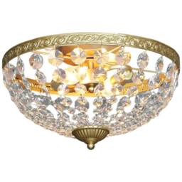 HOMCOM Chandelier Crystal Ceiling Light with E14 Base 2-Lights in Gold - Size: 35 cm diameter x 21 cm high - thumbnail 2