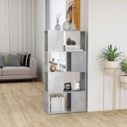 Berkfield Home Book Cabinet Room Divider Concrete Grey 60x24x124.5 cm - thumbnail 1