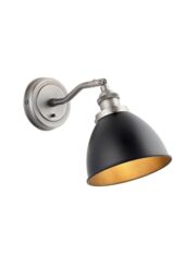Netlighting Franklin Metal Wall Lamp Aged Pewter Plate Matt Black Paint in Grey - thumbnail 1