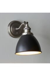 Netlighting Franklin Metal Wall Lamp Aged Pewter Plate Matt Black Paint in Grey - thumbnail 2