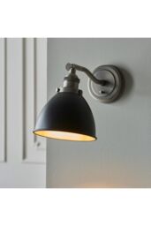 Netlighting Franklin Metal Wall Lamp Aged Pewter Plate Matt Black Paint in Grey - thumbnail 3