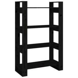 Berkfield Home Book Cabinet/Room Divider Black 80x35x125 cm Solid Wood Pine - Size: 80 x 35 x 125 cm - thumbnail 1