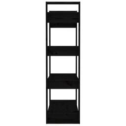 Berkfield Home Book Cabinet/Room Divider Black 80x35x125 cm Solid Wood Pine - Size: 80 x 35 x 125 cm - thumbnail 6