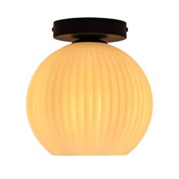 First Choice Lighting Set of 2 Betchley - White Ribbed Glass Black Ceiling Light Fittings - thumbnail 3
