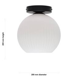 First Choice Lighting Set of 2 Betchley - White Ribbed Glass Black Ceiling Light Fittings - thumbnail 6