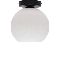First Choice Lighting Set of 2 Betchley - White Ribbed Glass Black Ceiling Light Fittings - thumbnail 2