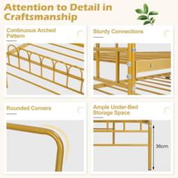 Costway Single Daybed with Trundle Metal Sofa Bed w/Curved Backrest in Gold - thumbnail 7