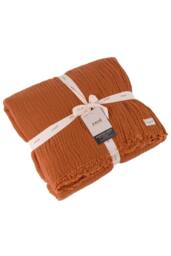 Yard Lark 100% Cotton Muslin Frayed Edge Throw in Burnt Orange - Size: 130 cm x 180 cm