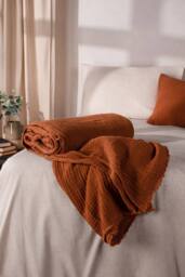 Yard Lark 100% Cotton Muslin Frayed Edge Throw in Burnt Orange - Size: 130 cm x 180 cm - thumbnail 5