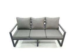 Fimous Garden Sofa Set Aluminium Furniture Rising Dining Tabe Set with 3 Chair 2 Side Tables Dark Grey - thumbnail 3